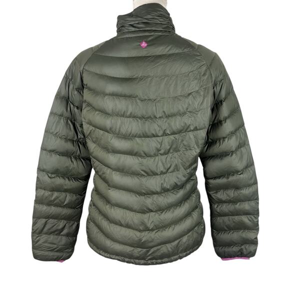 Prana Packable Lyra Down Puffer Winter Jacket Olive Green Lightweight Sz Medium - Picture 5 of 10